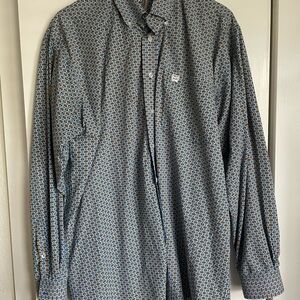 Cinch Blue and Yellow Geometric Shirt